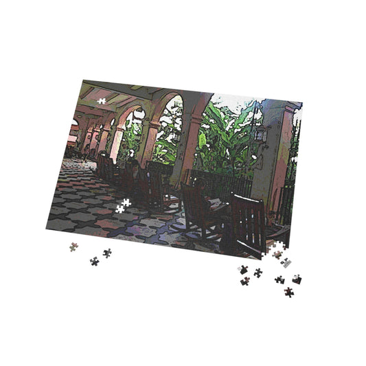 Puzzle (96, 252, 500, 1000-Piece) ... Lanai & Rocking Chairs At: 'The Pink Palace' ... The Royal Hawai'ian ... Honolulu, HI ... '27Oct2014' ... Original Works ...