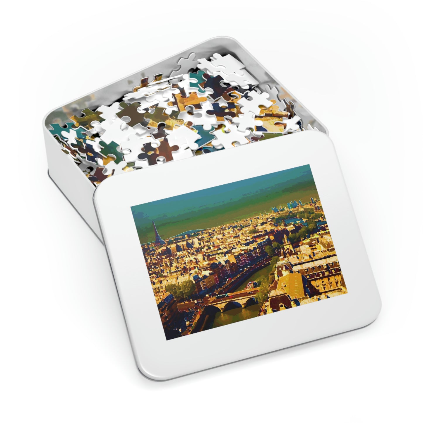 Jigsaw Puzzle (30, 110, 252, 500,1000-Piece) ... Au Paris ... "Along The River Seine" ... Barbara Joan Bonnell-Holt: 1972 ... Original Works ...