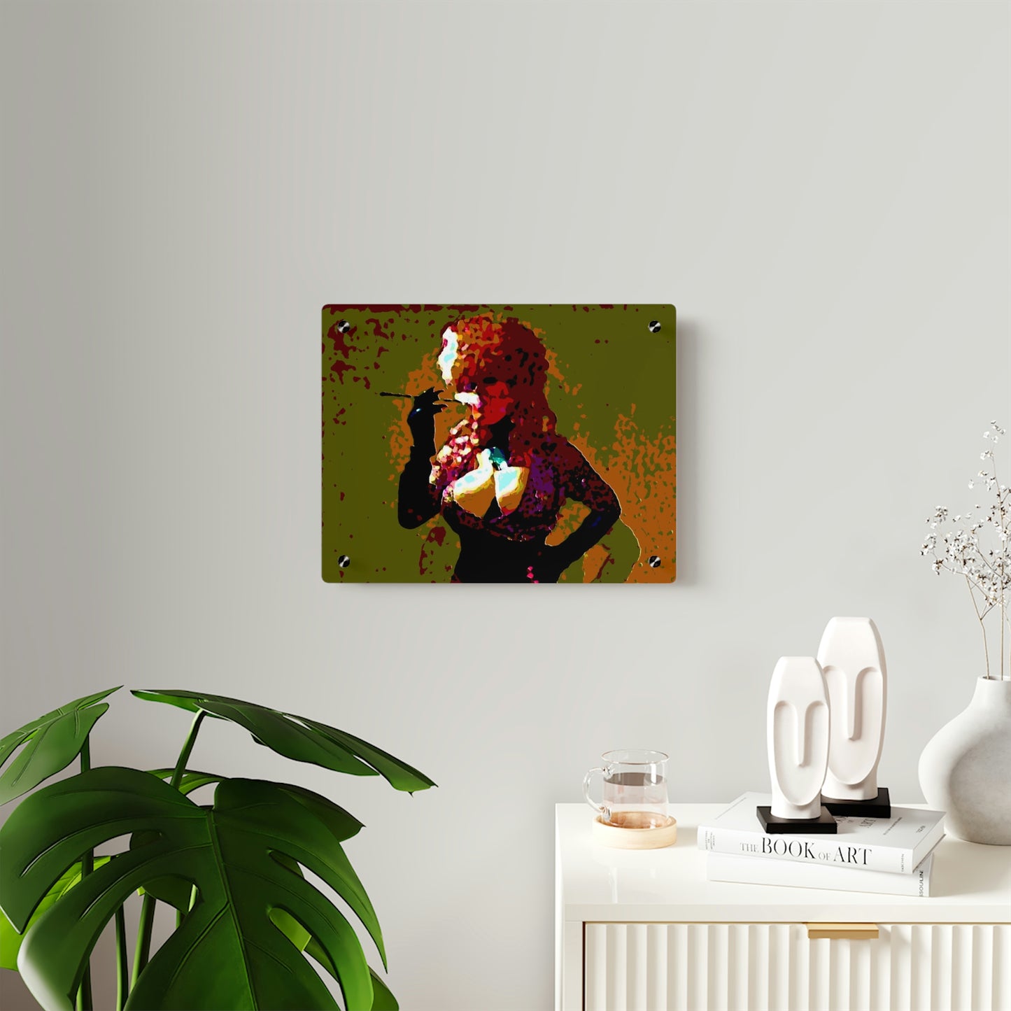 Acrylic Wall Art Panels ...  A Colleague Overseas ... 'Enjoying A Fag' ... Original Works ... "April Fools 2023" ... Hot-Tranny-Smoke ...