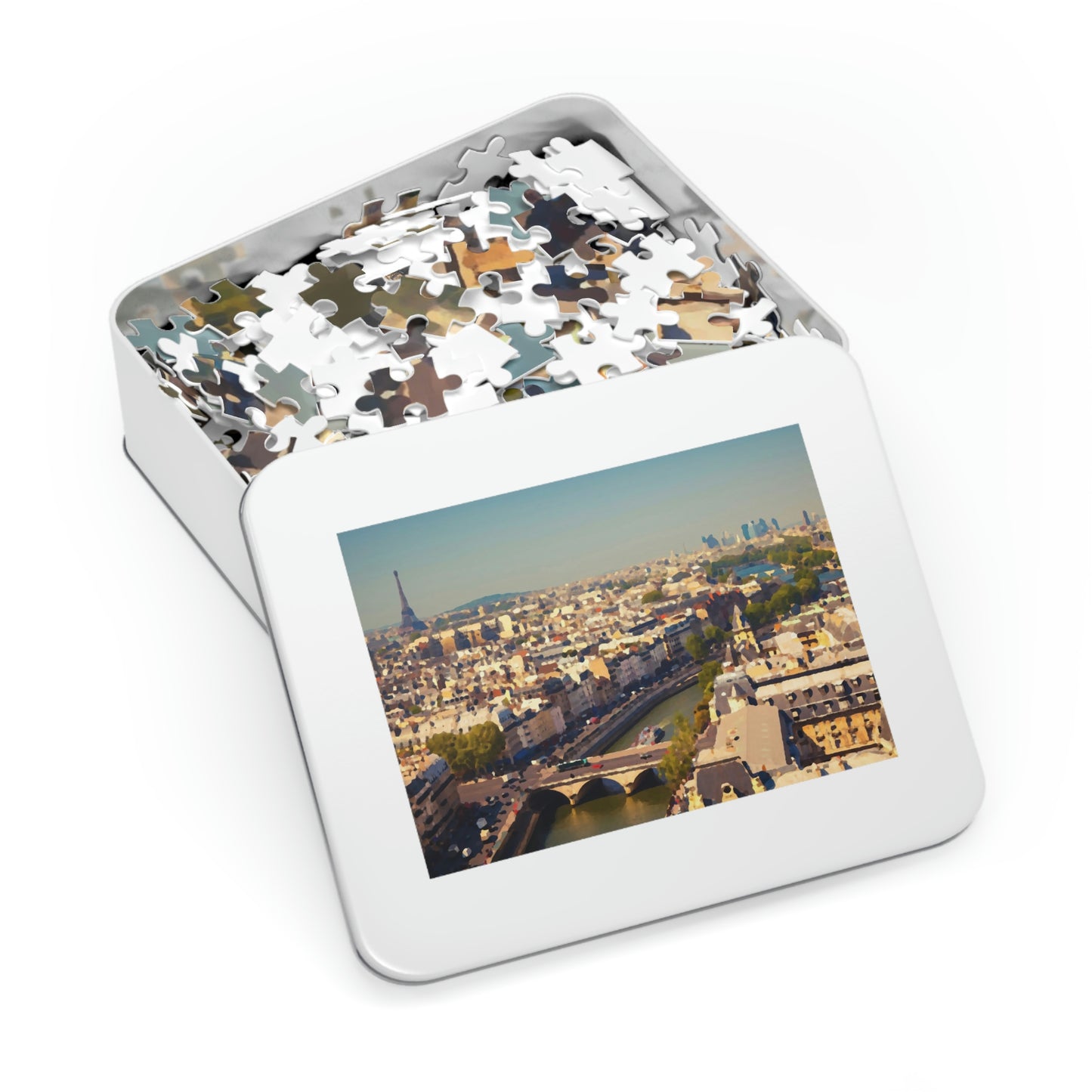 Jigsaw Puzzle (30, 110, 252, 500,1000-Piece) ... Au Paris ... "Along The River Seine" ... Barbara Joan Bonnell-Holt: 1972 ... Original Works ...