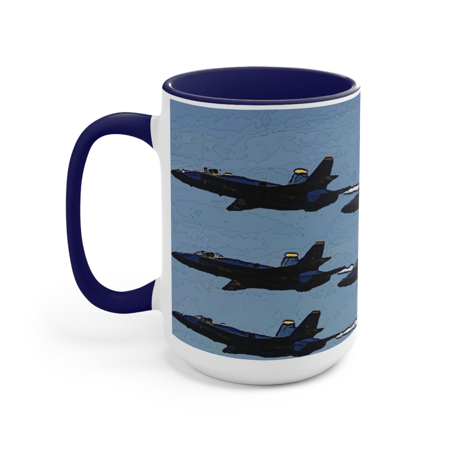 Two-Tone Coffee Mugs, 15oz ... Seattle Seafair ..."Blue Angels Run Over Lake Washington" ... Circa Mid 1980's ... Dr FJ Holt ... Original Works ...
