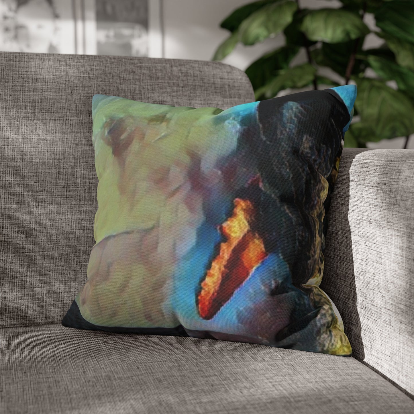 Spun Polyester Square Pillow Case ... An Extraordinary Humpback Breach ... 'With Explosive Energy' ... Family Archives (KPH) ... Circa: 21st Century. Maui, HI ... Original Works ...