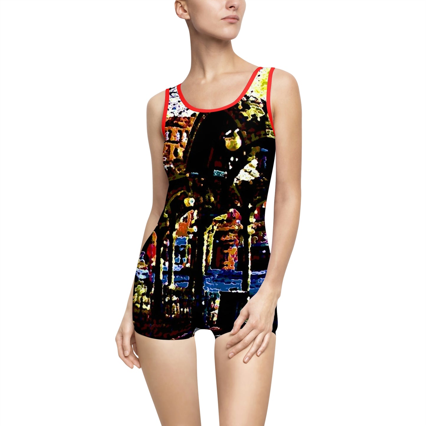 Women's Vintage Swimsuit ... A Very Fine Place To Meet ... To Catch The Bus ... 'To Find A Friend' .. Just-To-Hangout ... Dr FJHolt Base Photo ... Original Works ...