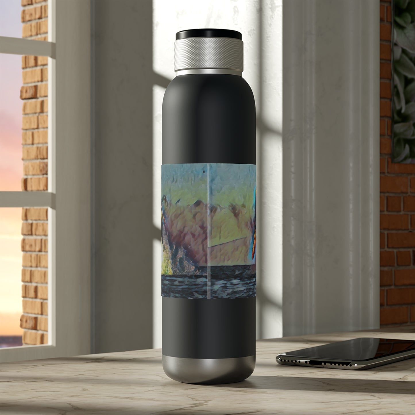 Soundwave Copper Vacuum Audio Bottle 22oz ... An Extraordinary Humpback Breach ... 'With Explosive Energy' ... Family Archives (KPH) ... Circa: 21st Century. Maui, HI ... Original Works ...