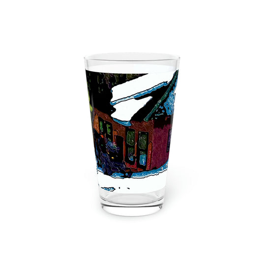 Pint Glass, 16oz ... "A Rider Passeth-Through-It" ... Colors Galore & A Bit Of Impressionism ... Original Works. Winter 2021. Central Idaho. Rendering Time: 12 Hours ...
