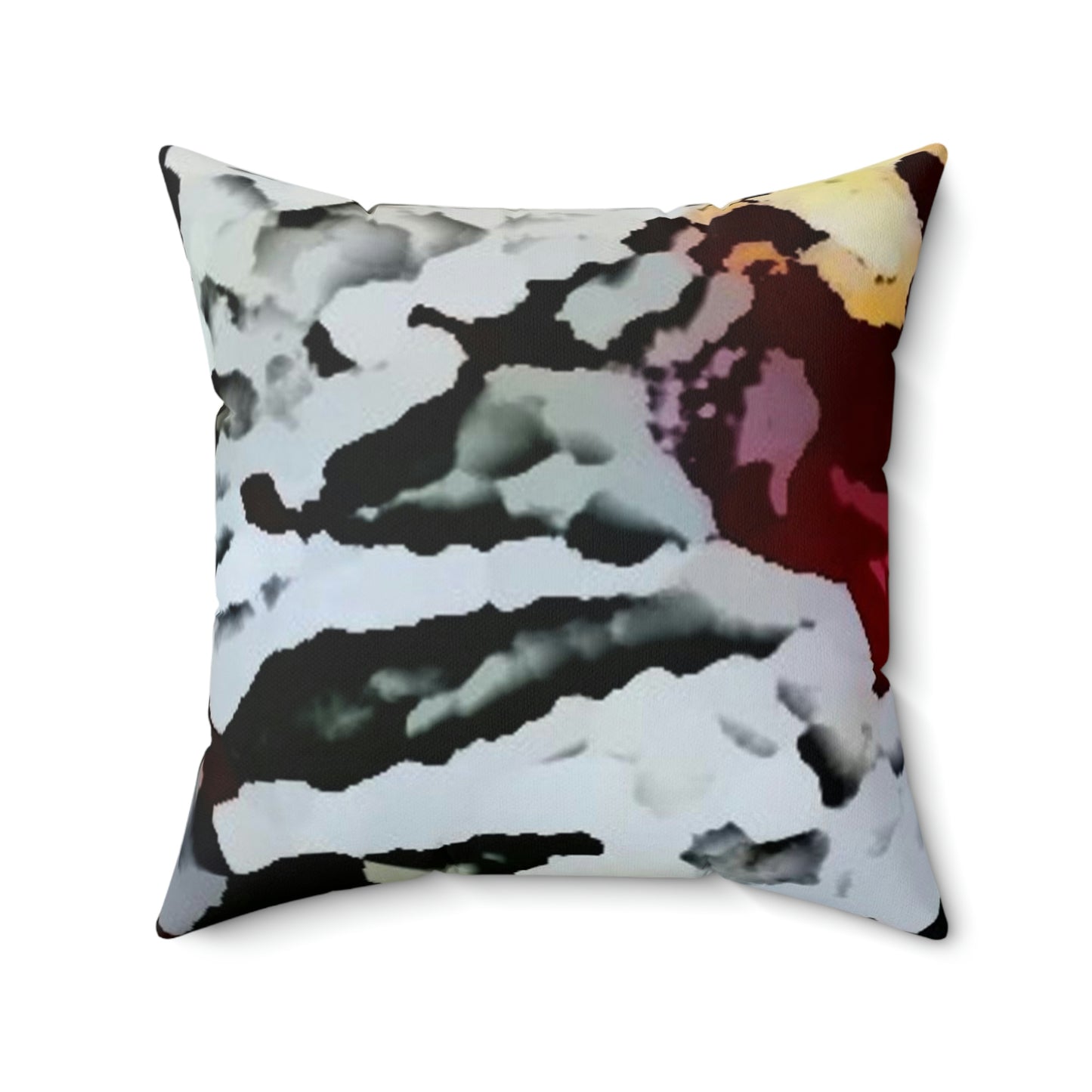 Spun Polyester Square Pillow ... "A Friendly Flower" ... Pointsettia 'Pointing' ... Original Works ... (Supplied Photograph) ...