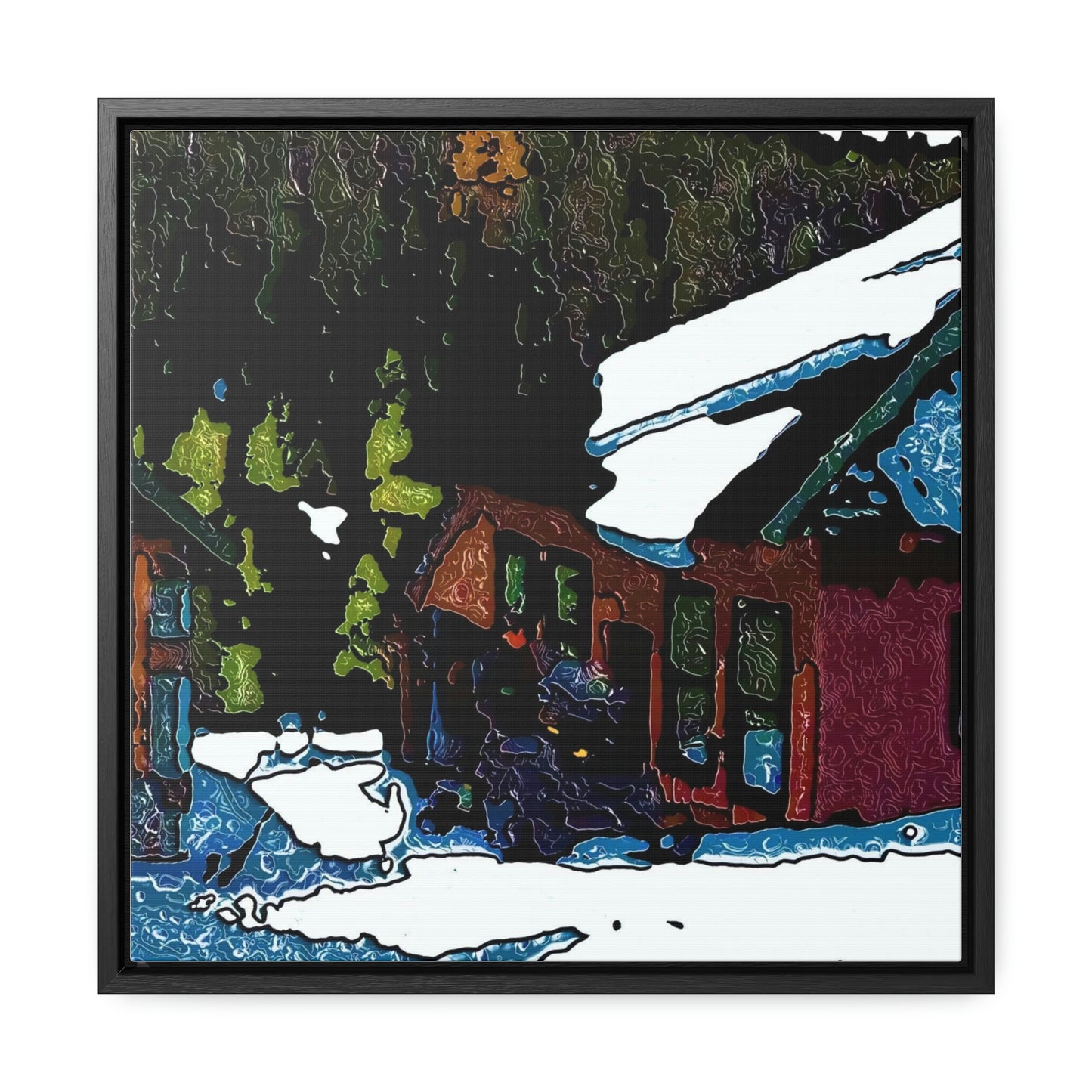 Gallery Canvas Wraps, Square Frame ... "A Rider Passeth-Through-It" ... Colors Galore & A Bit Of Impressionism ... Original Works. Winter 2021. Central Idaho. Rendering Time: 12 Hours ...