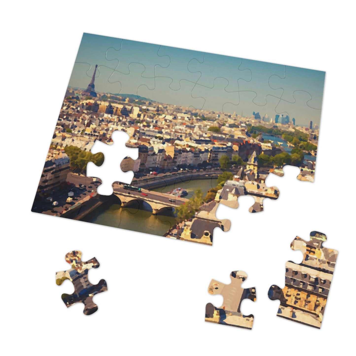 Jigsaw Puzzle (30, 110, 252, 500,1000-Piece) ... Au Paris ... "Along The River Seine" ... Barbara Joan Bonnell-Holt: 1972 ... Original Works ...