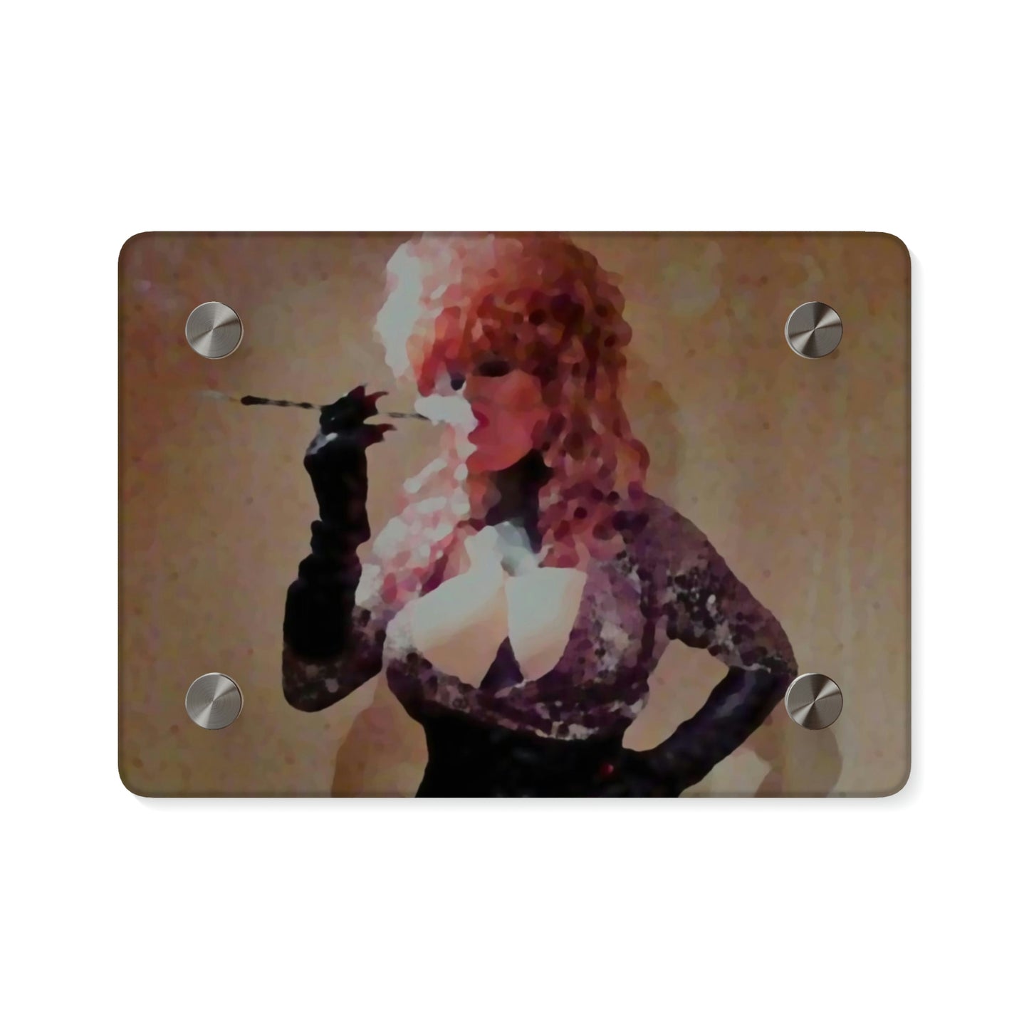 Acrylic Wall Art Panels ...  A Colleague Overseas ... 'Enjoying A Fag' ... Original Works ... "April Fools 2023" ... Hot-Tranny-Smoke ...