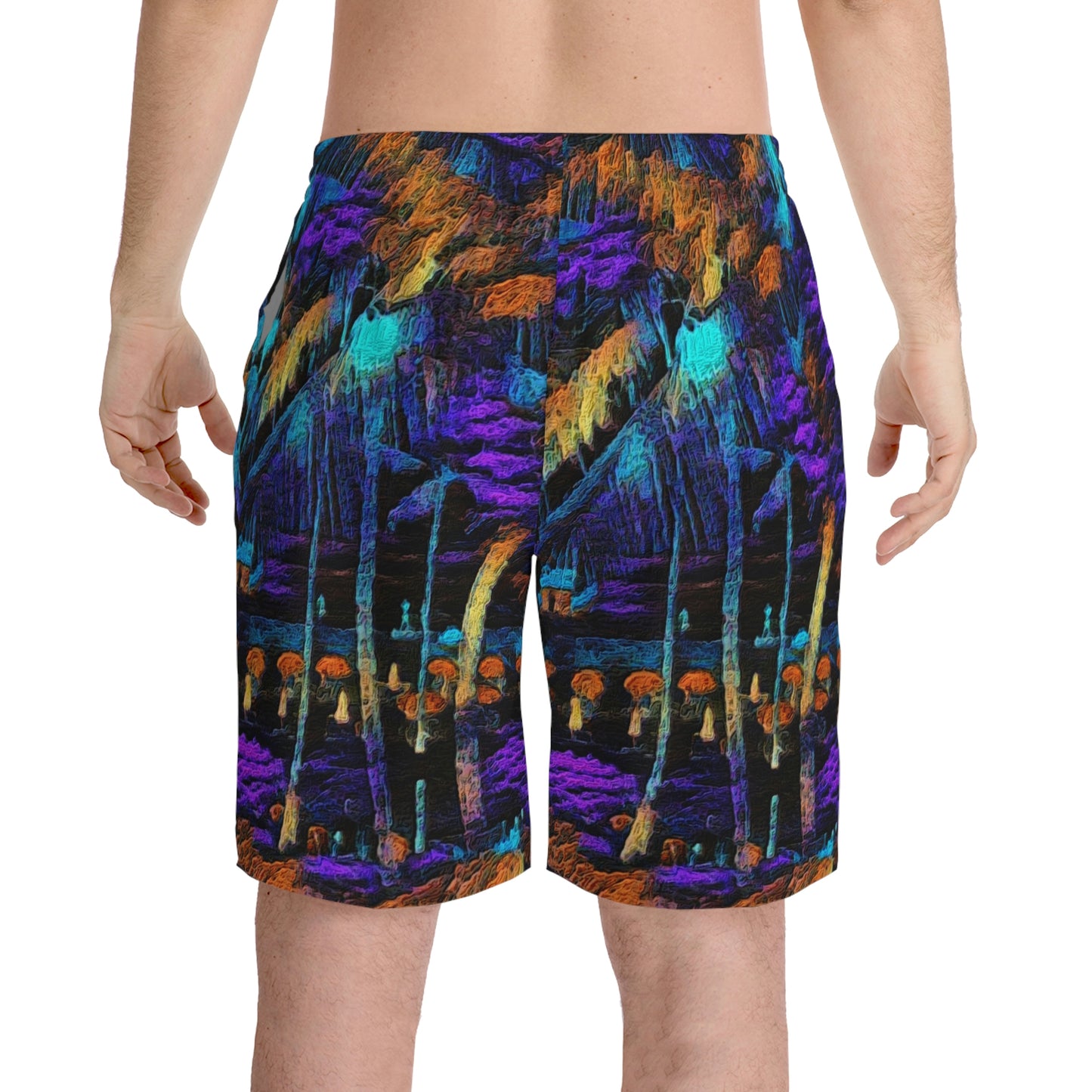 Men's Elastic Beach Shorts (AOP) ... "The Royal Hawai'ian: Waikiki Beach_Beach" ... Honolulu, HI ... October 2014 (Halloween) ... Original Works ...