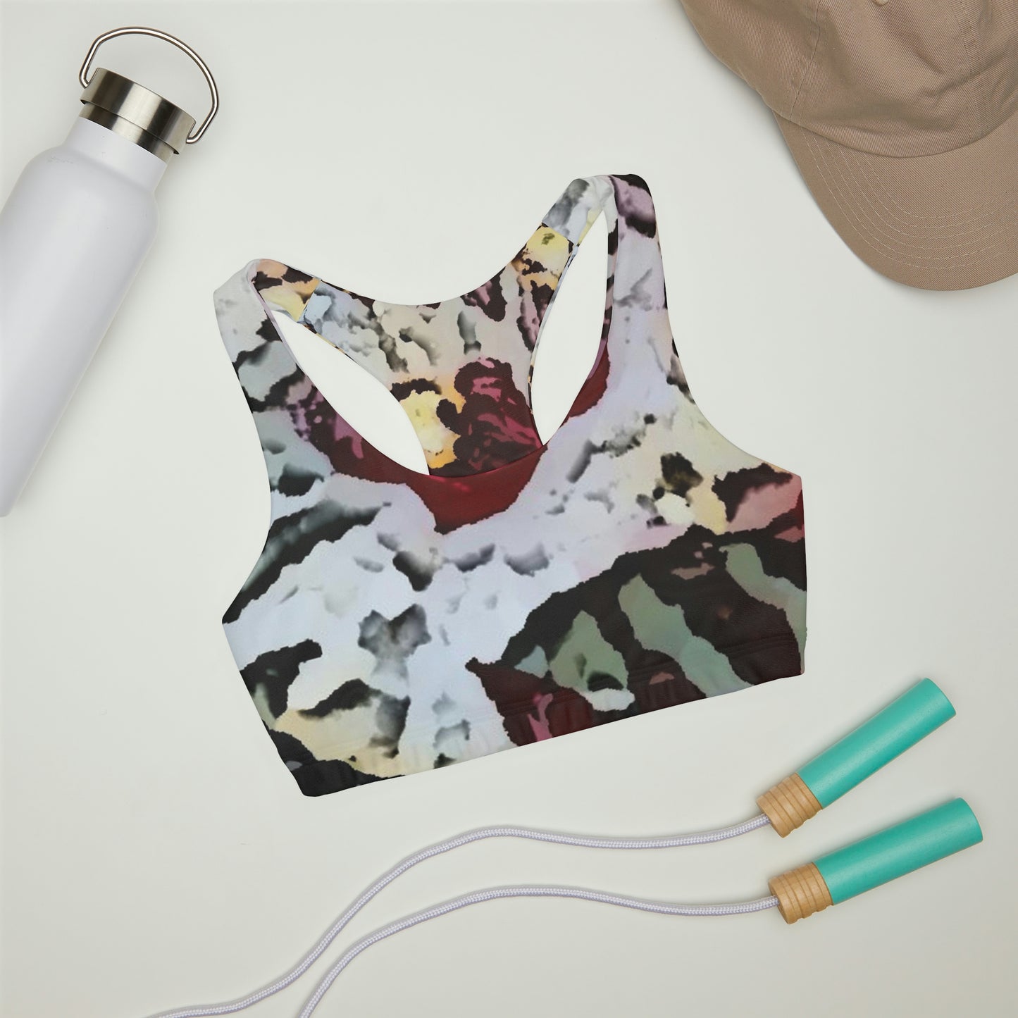 Girls' Double Lined Seamless Sports Bra ... "A Friendly Flower" ... Pointsettia 'Pointing' ... Original Works ... (Supplied Photograph) ...