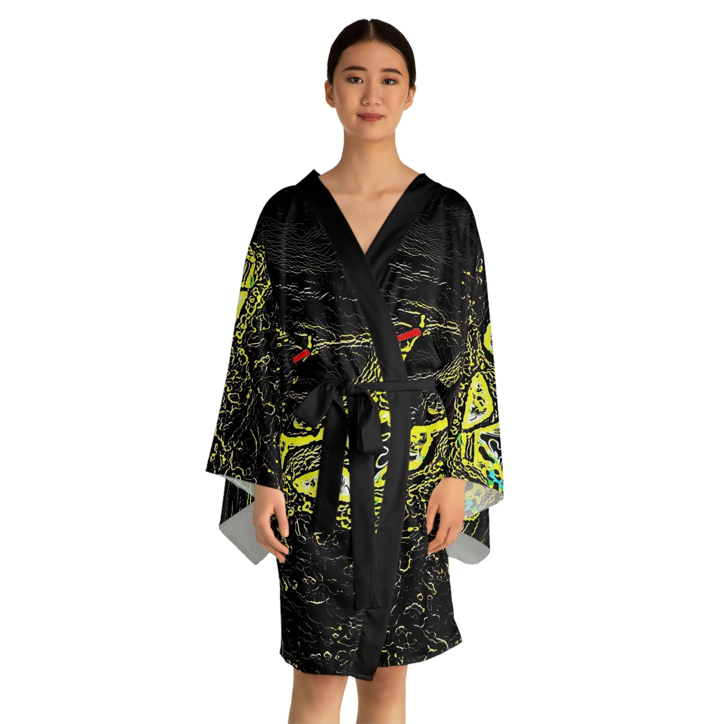 Long Sleeve Kimono Robe (AOP) ... "Snow Vehicle In Snow Storm At-Rest" ... Circa 12Mar23 ... Central Idaho ... 18-Hours Rendering Time: Original Works ...