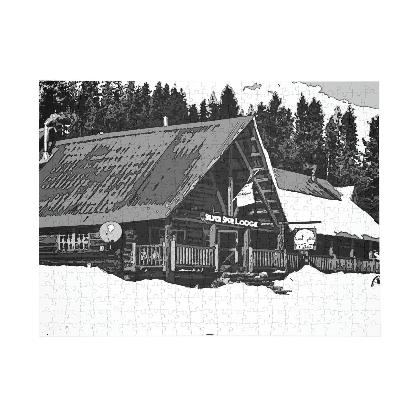 Puzzle (96, 252, 500, 1000-Piece) ... A Beautiful Lodge & Back-Country Outfitter In A Mountain Town ... 'Dixie, Idaho, November 2022' ... Original Works ...