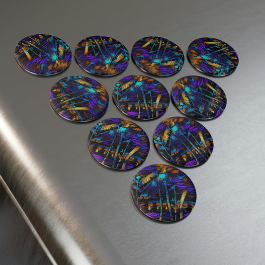 Button Magnet, Round (1 & 10 pcs) ... "The Royal Hawai'ian: Waikiki Beach_Beach" ... Honolulu, HI ... October 2014 (Halloween) ... Original Works ...