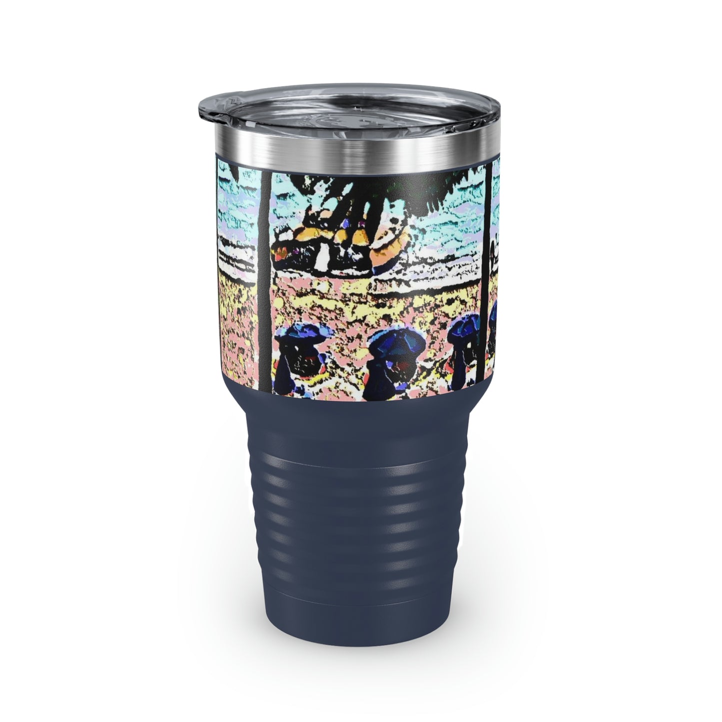 Ringneck Tumbler, 30oz ... "A Beautiful Beach Amongst The Palms" ... The Outrigger Waikiki, Honolulu, Oahu ... Original Works ...