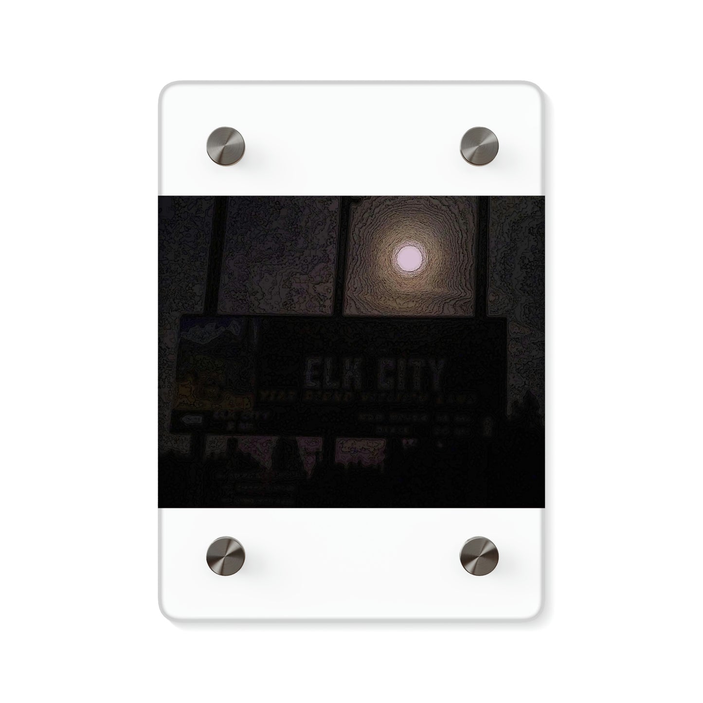 Acrylic Wall Art Panels ... Car Approaches From The Stern ... Moon Ascendary From The Bow ... "Two Friendly Travellers On A Cold Night Near Elk City" ... Circa 5Jan23 ... Original Works ...