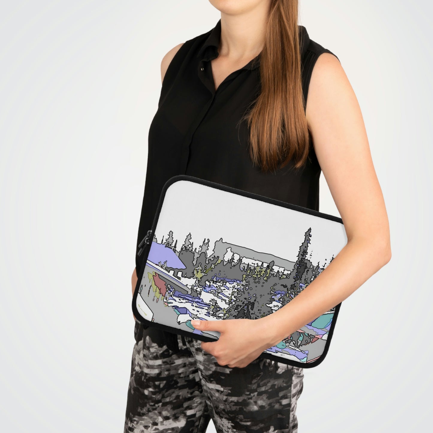 Laptop Sleeve ...  Snow ... Impressionalism ... Mountain-Snowscape "Happy New Years 2023!" ...
