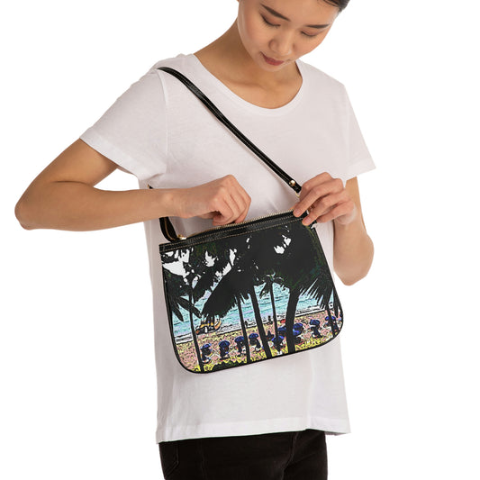 Small Shoulder Bag ... "A Beautiful Beach Amongst The Palms" ... The Outrigger Waikiki, Honolulu, Oahu ... Original Works ...