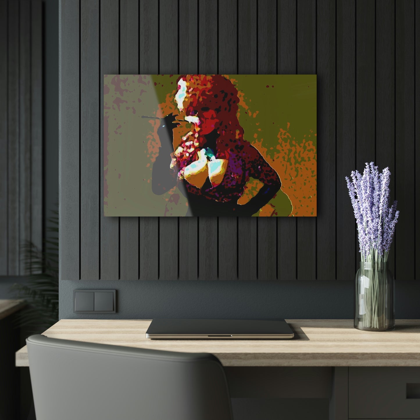 Acrylic Prints (French Cleat Hanging) ...  A Colleague Overseas ... 'Enjoying A Fag' ... Original Works ... "April Fools 2023" ... Hot-Tranny-Smoke ...