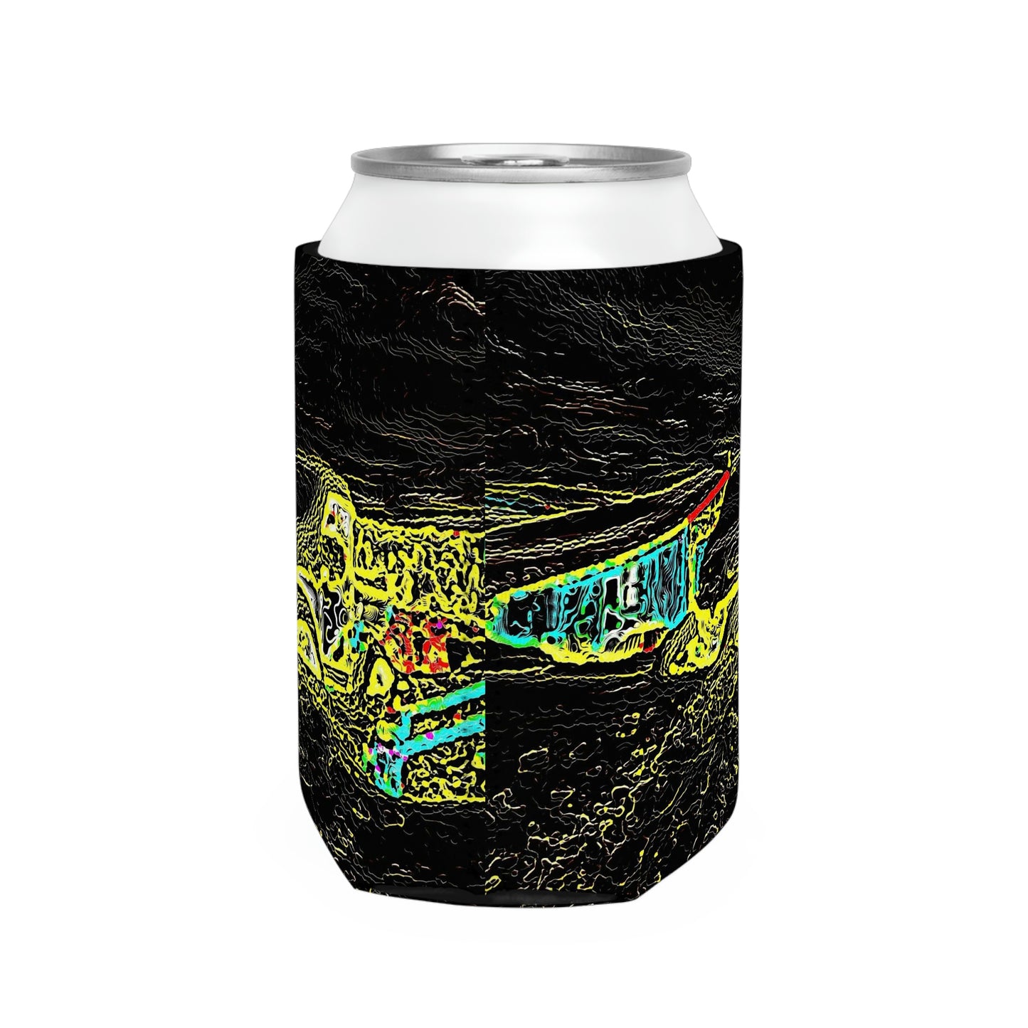 Can Cooler Sleeve ... "Snow Vehicle In Snow Storm At-Rest" ... Circa 12Mar23 ... Central Idaho ... 18-Hours Rendering Time: Original Works ...