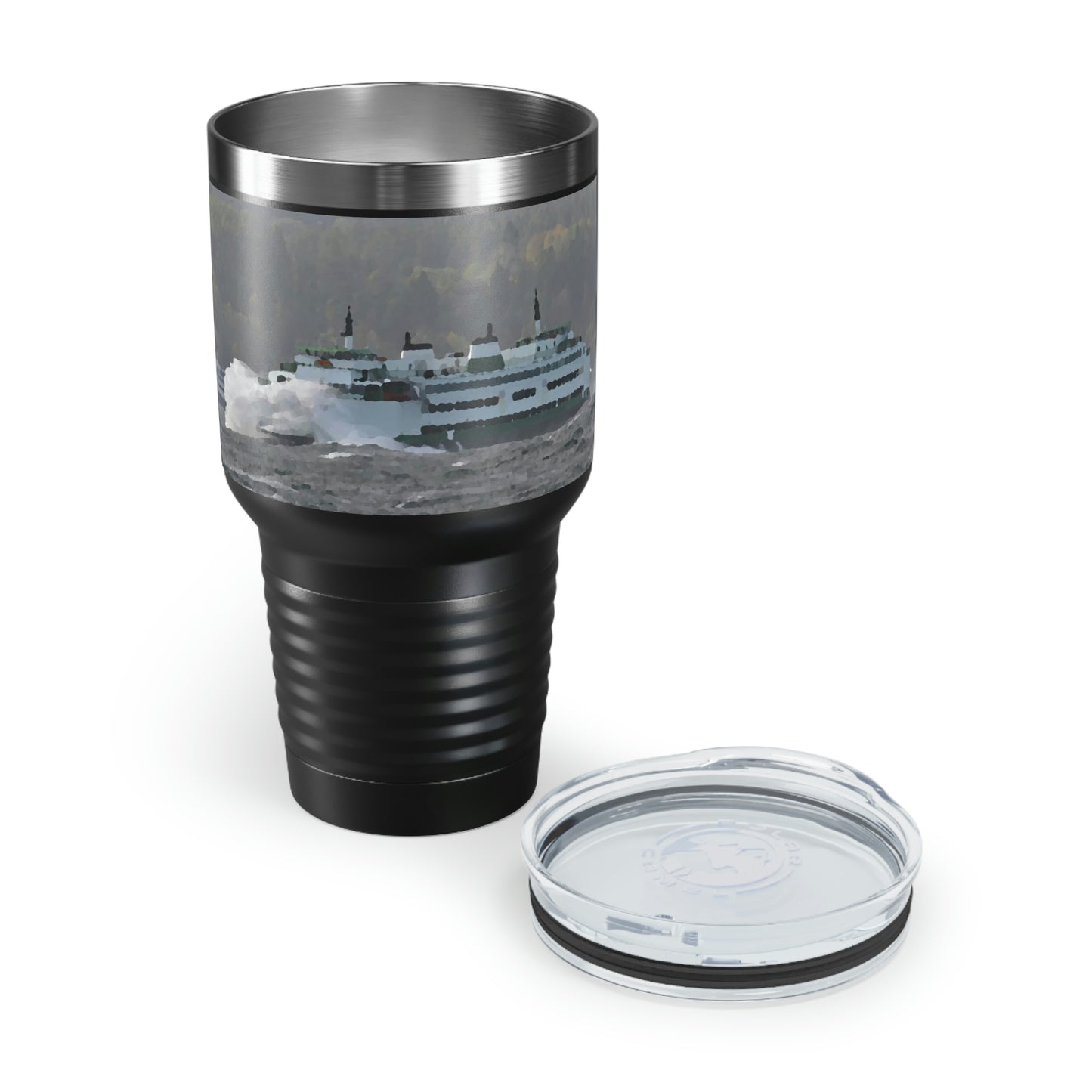 Ringneck Tumbler, 30oz ... WADOT Ferry Crossing ... "A Very Rough Day" ... Mulkiteo Route ... Family Archives ... Early 1990's' ... Original Works ...