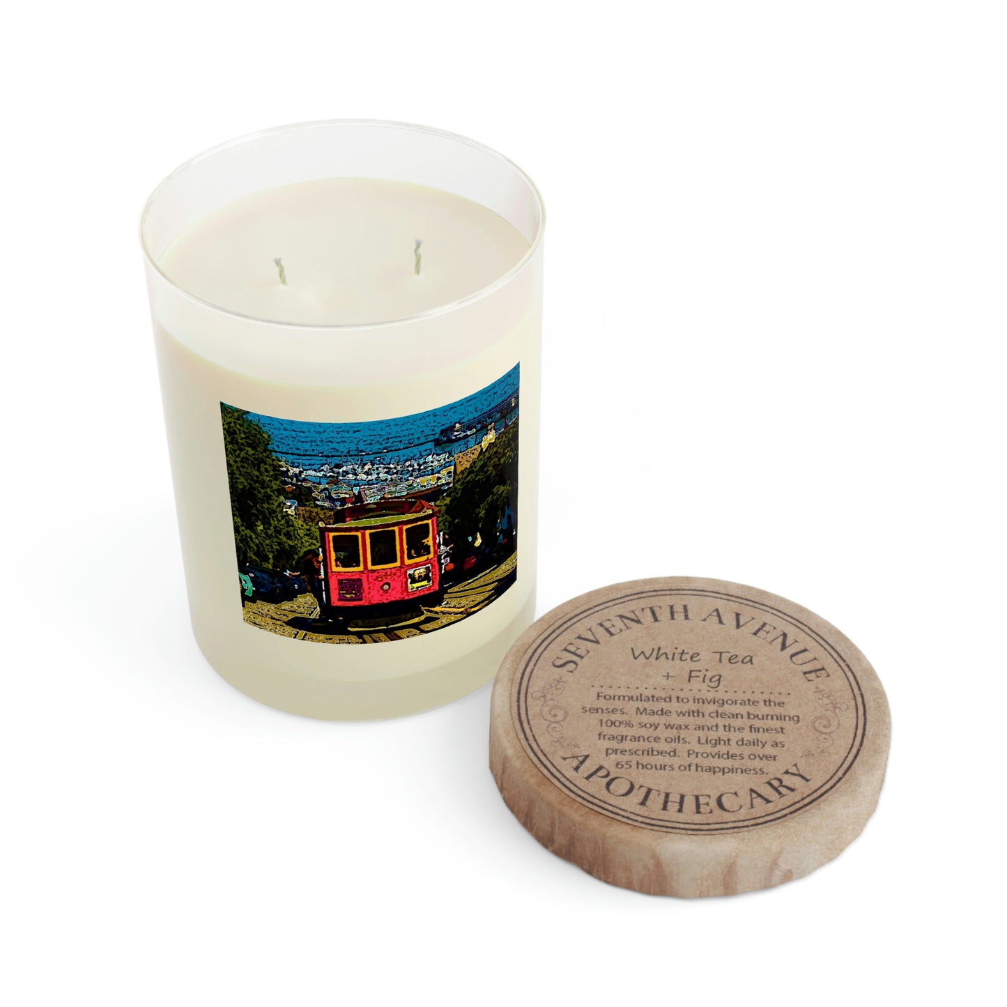 Scented Candle - Full Glass, 11oz ... San Francisco ... 'A Rice-A-Roni-A-San Francisco Treat' ... "A Cable Car Classic" ... Family Archives: 1973 ... Original Works ...