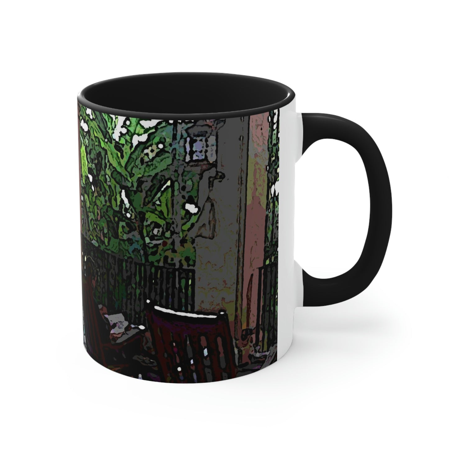 Accent Coffee Mug, 11oz ...  Lanai & Rocking Chairs At: 'The Pink Palace' ... The Royal Hawai'ian ... Honolulu, HI ... '27Oct2014' ... Original Works ...