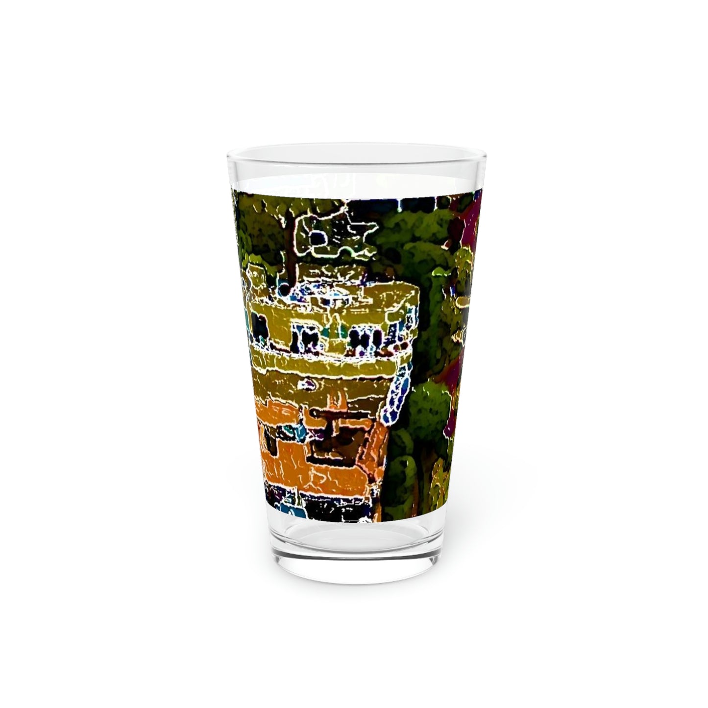 Pint Glass, 16oz ... A Crazy Street ... 'Eight Winding Curve-Switchbacks' ... "Lombard Street, San Francisco, CA' ... Family Archives: 1970's ... Original Works ...