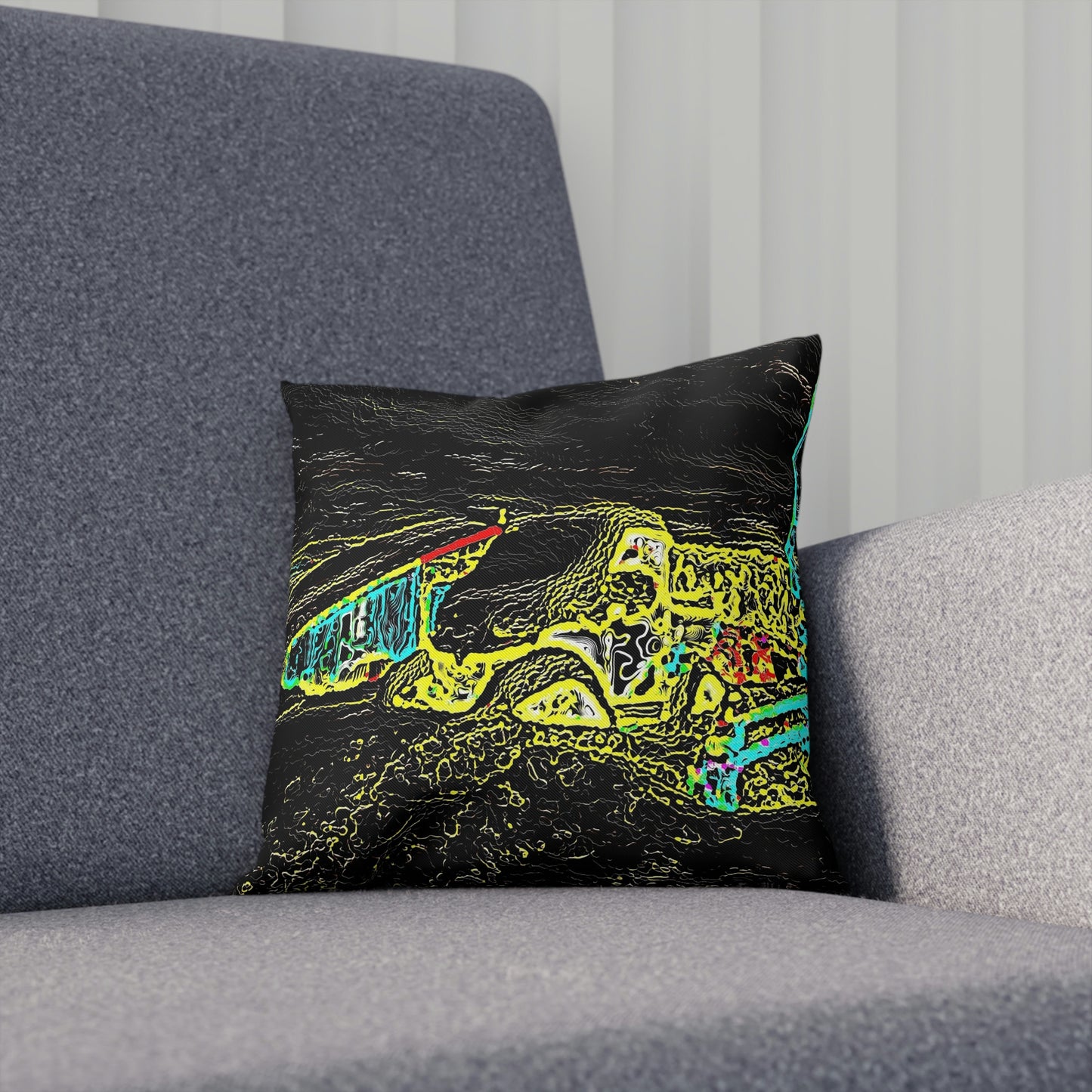 Cushion ...  "Snow Vehicle In Snow Storm At-Rest" ... Circa 12Mar23 ... Central Idaho ... 18-Hours Rendering Time: Original Works ...