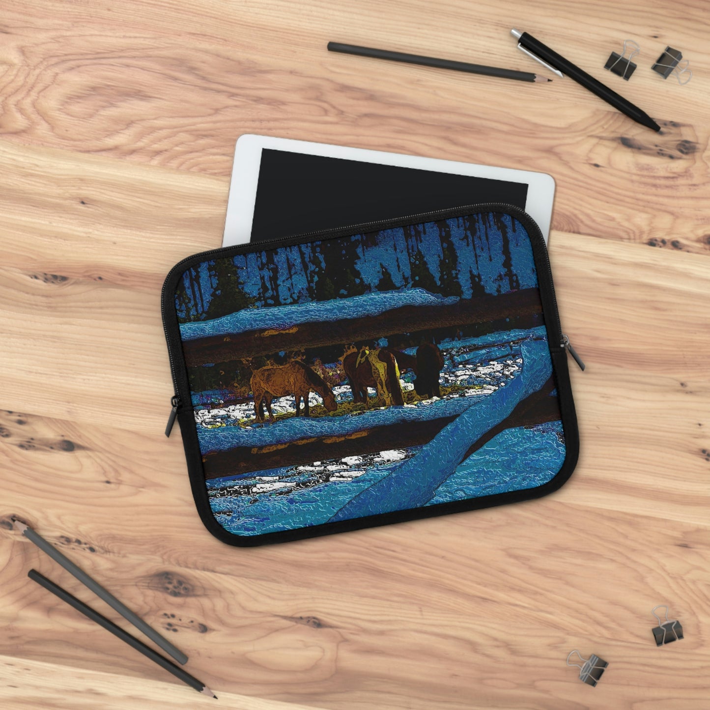 Laptop Sleeve ...  A Horse ... A Saddle ...  Foraging Through The Snow ...  An_Asses 'Cry' ... Central Idaho, November 2022 ...  Original Works ..