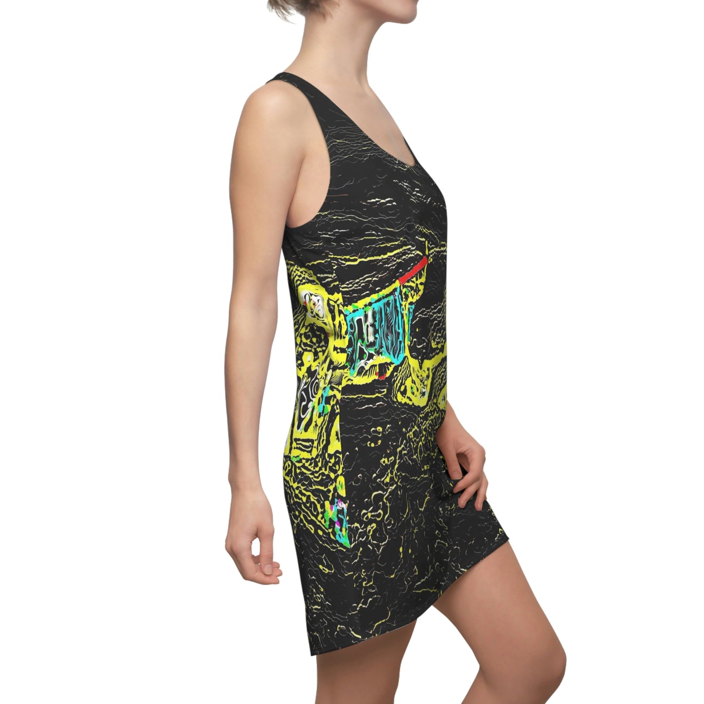 Women's Cut & Sew Racerback Dress (AOP) ... "Snow Vehicle In Snow Storm At-Rest" ... Circa 12Mar23 ... Central Idaho ... 18-Hours Rendering Time: Original Works ...