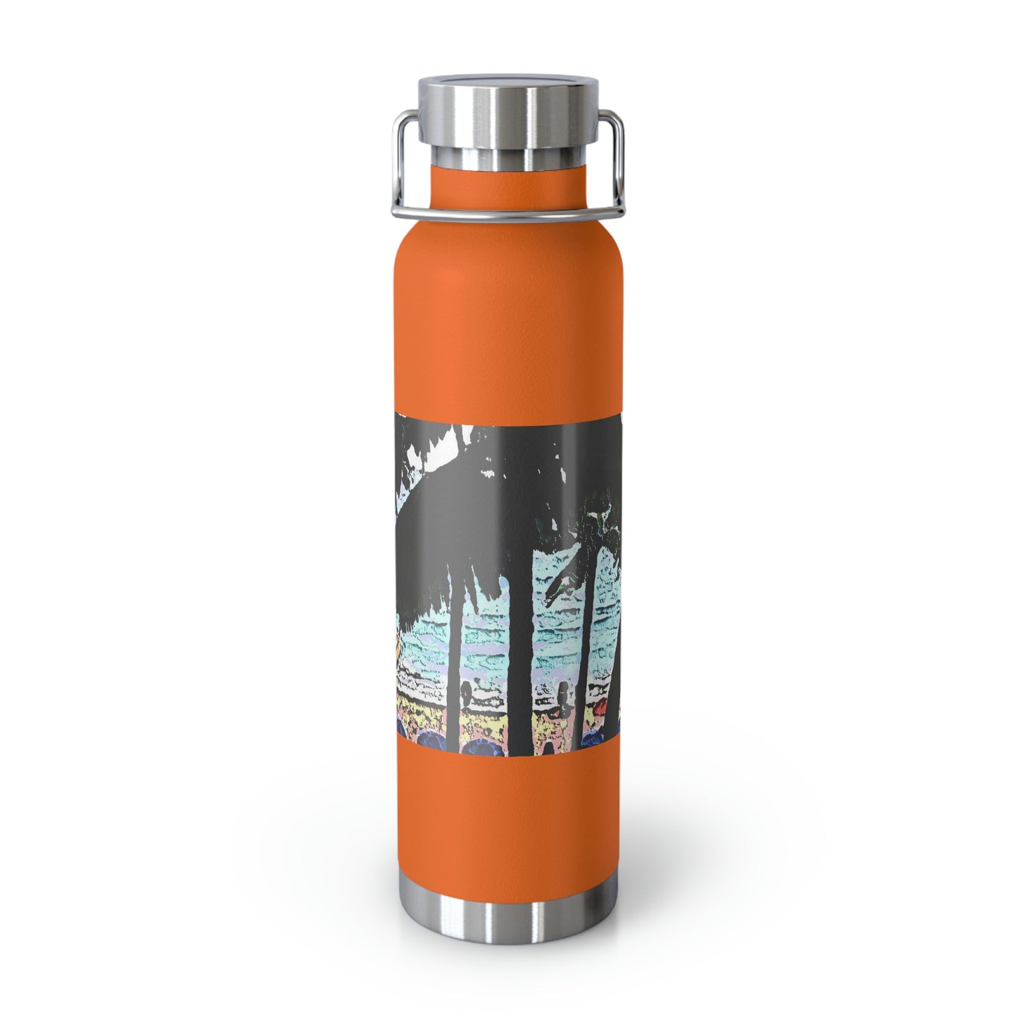 Copper Vacuum Insulated Bottle, 22oz ... "A Beautiful Beach Amongst The Palms" ... The Outrigger Waikiki, Honolulu, Oahu ... Original Works ...
