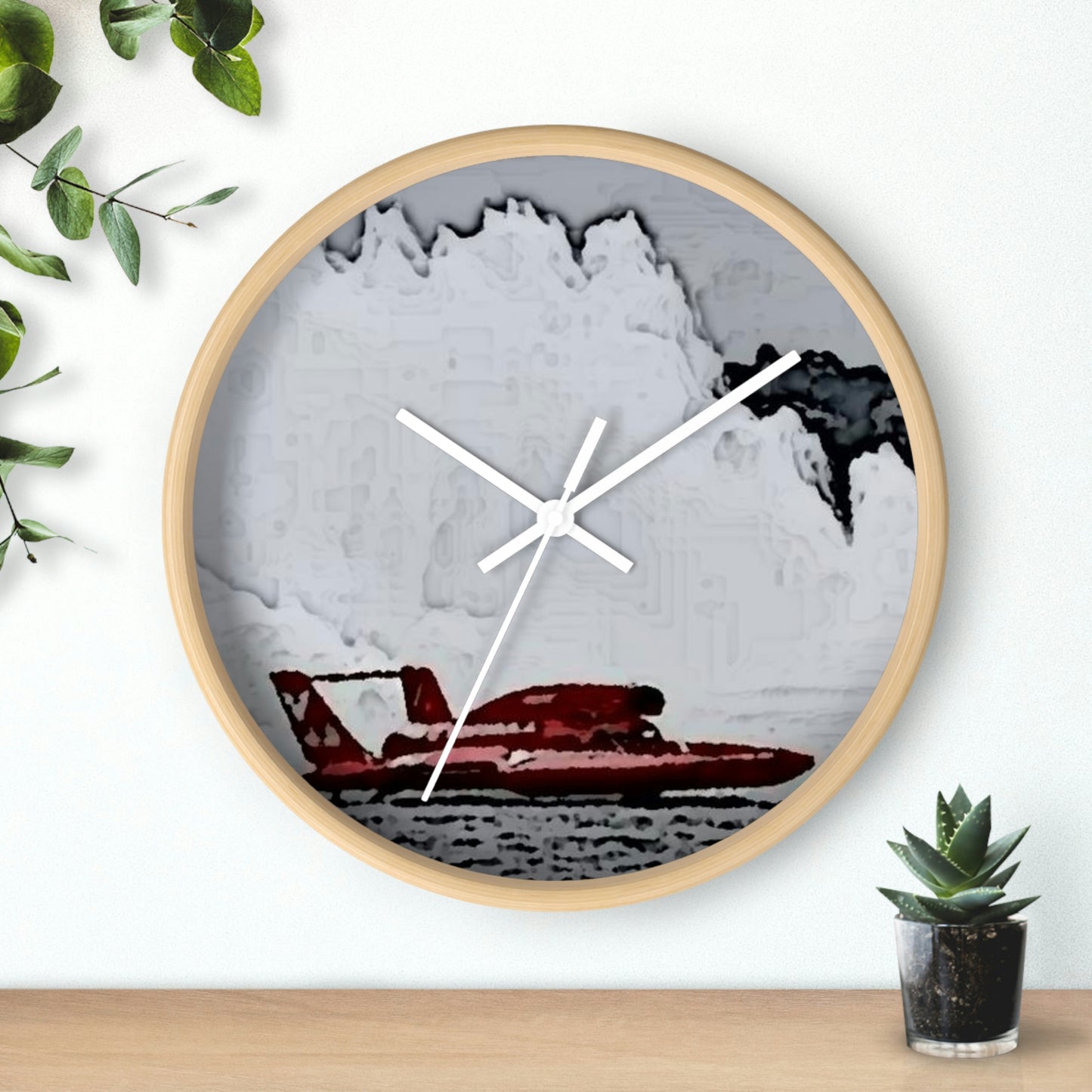 Wall clock ... Seattle Columbia Cup On Lake Washington ... "Dave Wilcox Heads For The Win" ... Associate Gift-Photo ... Original Works ...