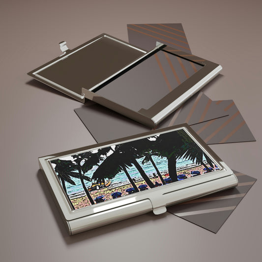 Business Card Holder ... A Beautiful Beach Amongst The Palms" ... The Outrigger Waikiki, Honolulu, Oahu ... Original Works ...