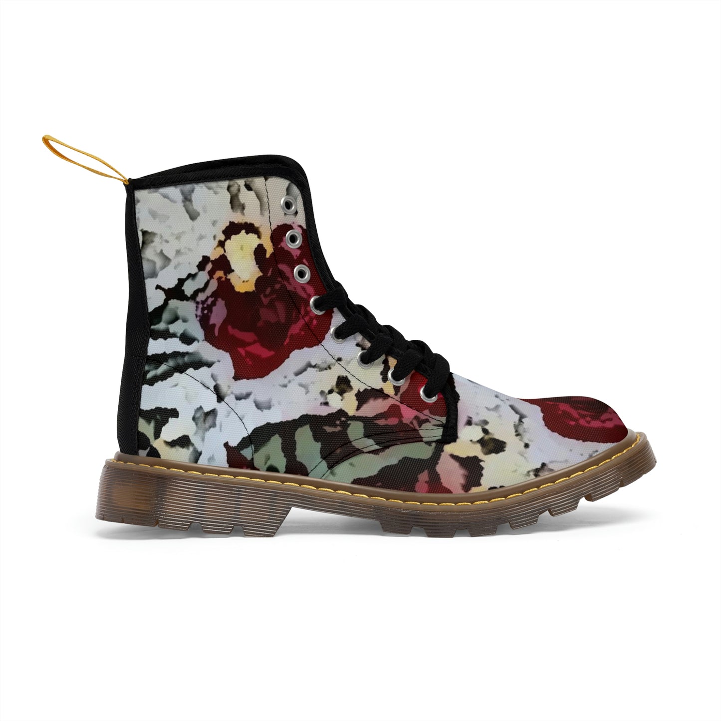 Women's Canvas Boots ... "A Friendly Flower" ... Pointsettia 'Pointing' ... Original Works ... (Supplied Photograph) ...