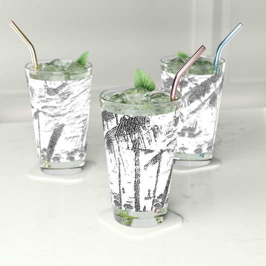 Pint Glass, 16oz ... "The Royal Hawai'ian: Waikiki Beach_Beach" ... Honolulu, HI ... Ocotber 2014 (Halloween) ... Original Works ...