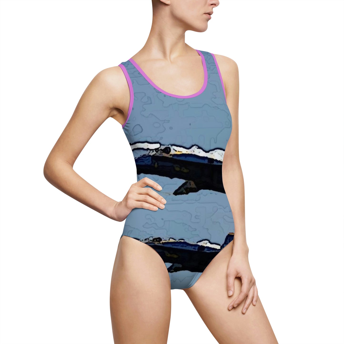 Women's Classic One-Piece Swimsuit ... Seattle Seafair ..."Blue Angels Run Over Lake Washington" ... Circa Mid 1980's ... Dr FJ Holt ... Original Works ...