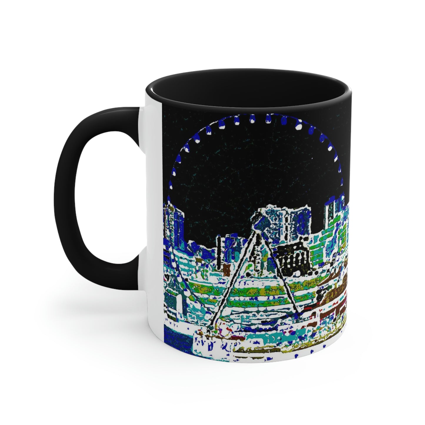 Accent Coffee Mug, 11oz ... That Classic Wheel ... 'Seattle's Wheel' ... & An Old Classic Waterside Vendors ...  'Family Archives' ... Original Works ...