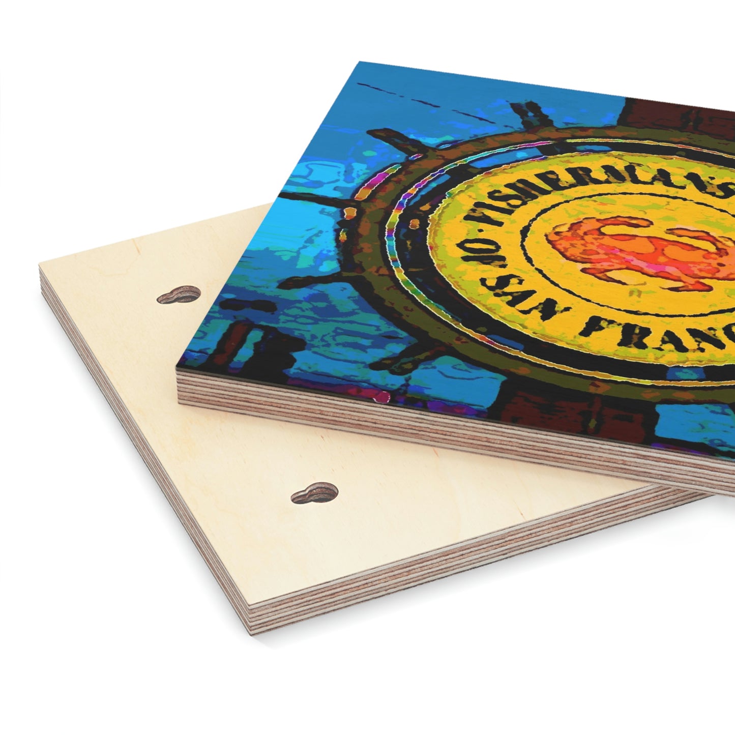 Wood Canvas ...  "No.9 Fishermen's Grotto - Fishermen's Wharf, SF, California" ... Family Archives: 1970's ... Original Works ...