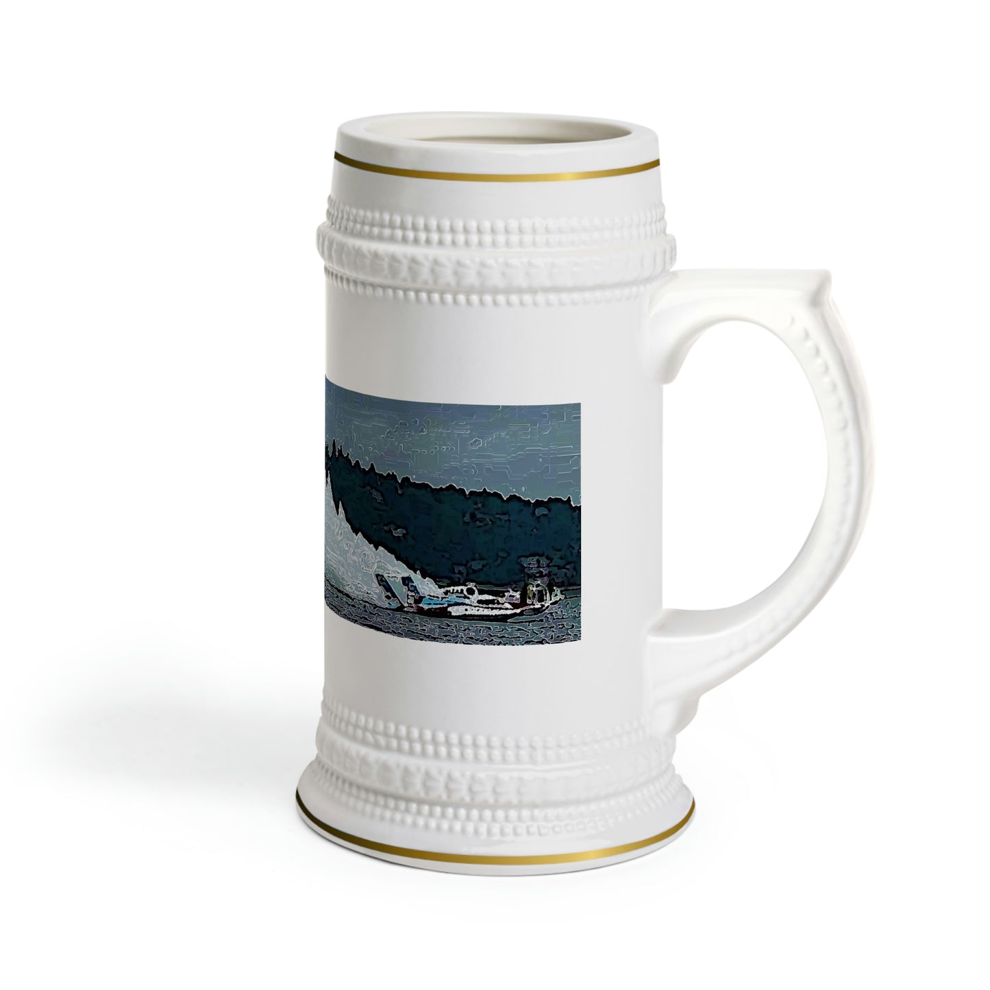 Beer Stein Mug ... Seattle Columbia Cup On Lake Washington ... "Dave Wilcox Heads For The Win" ... Associate Gift-Photo ... Original Works ...