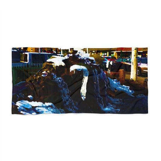 Beach Towel ...  "Ice & Water Sculpted" ... Downtown Grangeville, Idaho ... Adjacent To Irwin Pharmacy ... 5Jan23 ... Original Works ...