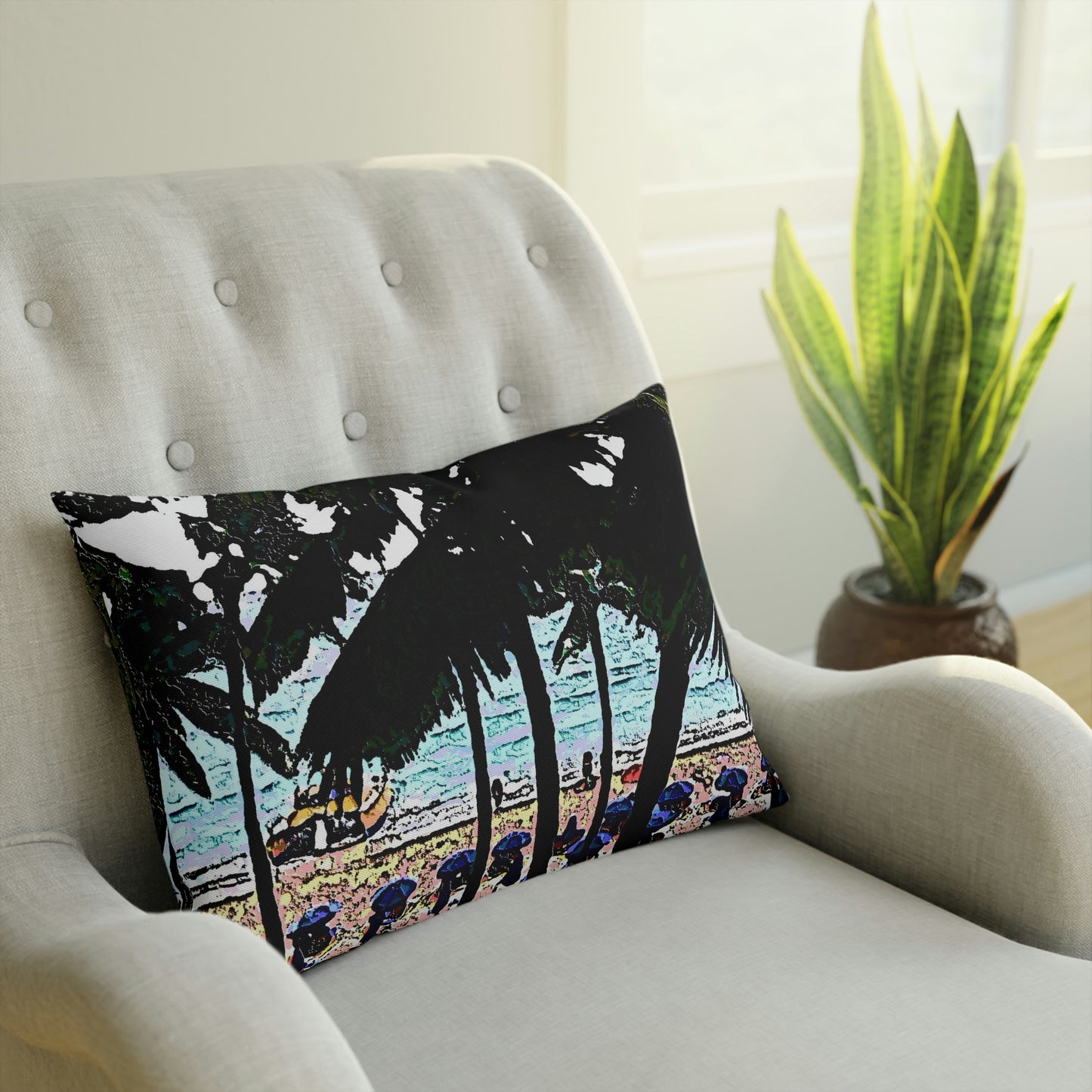 Cushion ... "A Beautiful Beach Amongst The Palms" ... The Outrigger Waikiki, Honolulu, Oahu ... Original Works ...