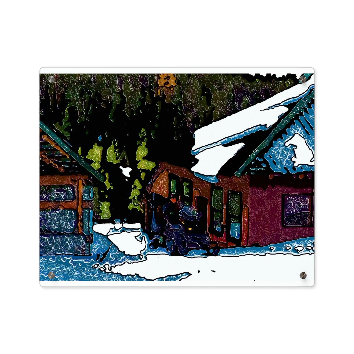 Acrylic Wall Art Panels ... "A Rider Passeth-Through-It" ... Colors Galore & A Bit Of Impressionism ... Original Works. Winter 2021. Central Idaho. Rendering Time: 12 Hours ...