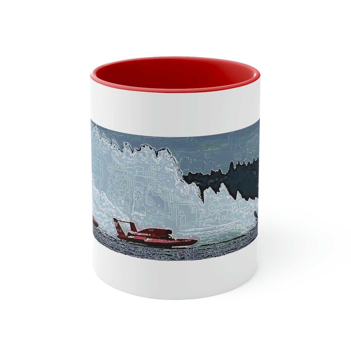 Accent Coffee Mug, 11oz ... Seattle Columbia Cup On Lake Washington ... "Dave Wilcox Heads For The Win" ... Associate Gift-Photo ... Original Works ...
