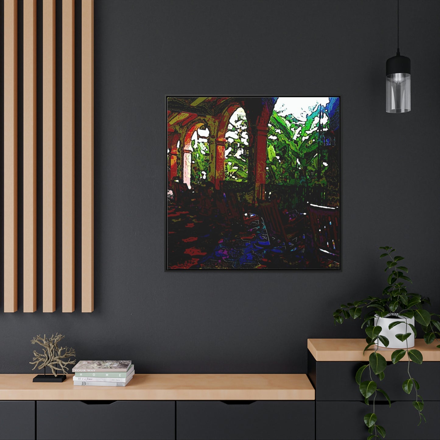 Gallery Canvas Wraps, Square Frame ...  Lanai & Rocking Chairs At: 'The Pink Palace' ... The Royal Hawai'ian ... Honolulu, HI ... '27Oct2014' ... Original Works ...