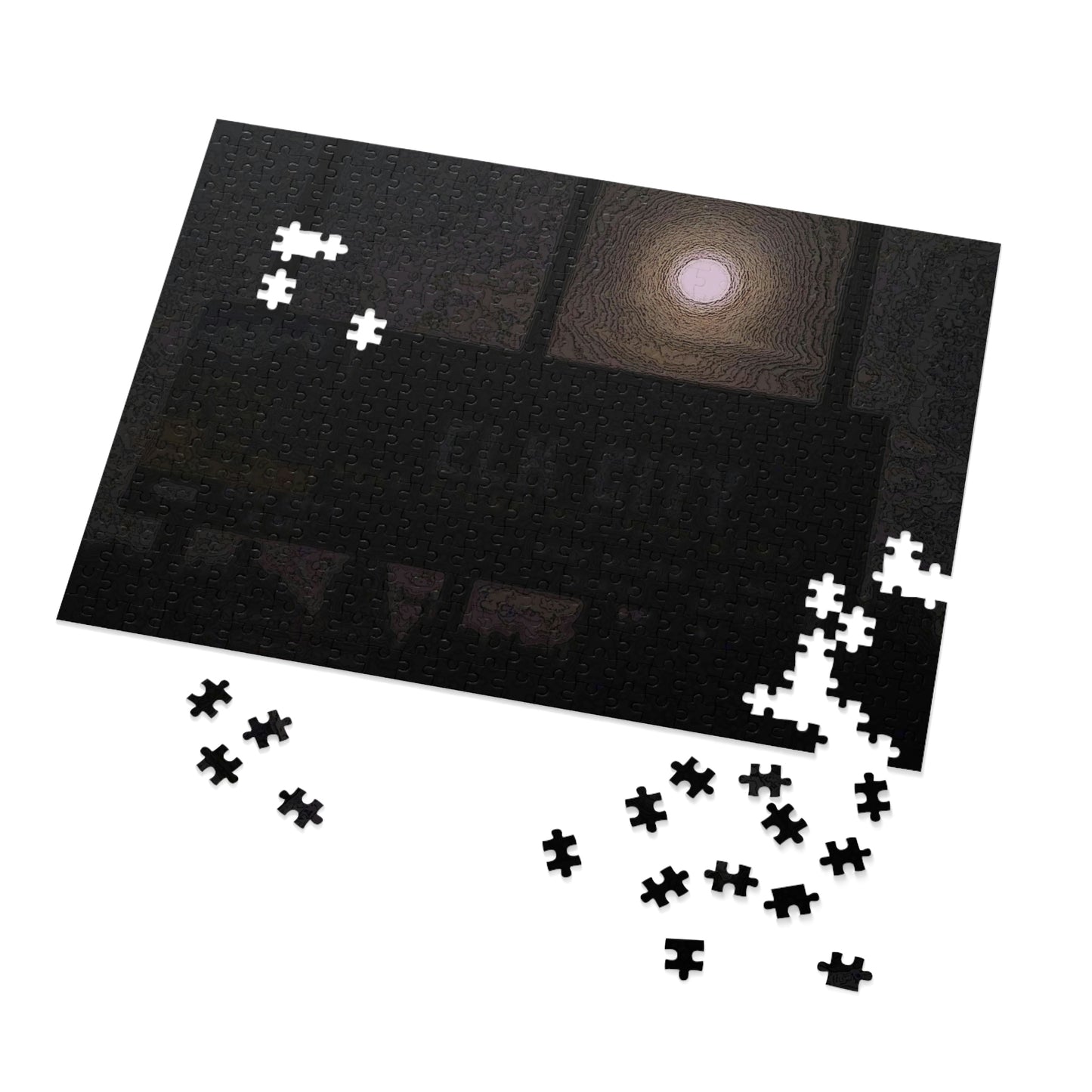 Jigsaw Puzzle (30, 110, 252, 500,1000-Piece) ... Car Approaches From The Stern ... Moon Ascendary From The Bow ... "Two Friendly Travellers On A Cold Night Near Elk City" ... C