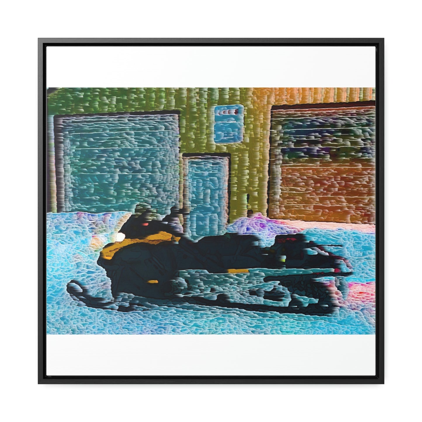Gallery Canvas Wraps, Square Frame ... Snowmobile & Impressionalism ... 'Collecting Mail & Packages' .... Dixie, Idaho, USA ... Original Works: 10 Hours Rendering Time ...