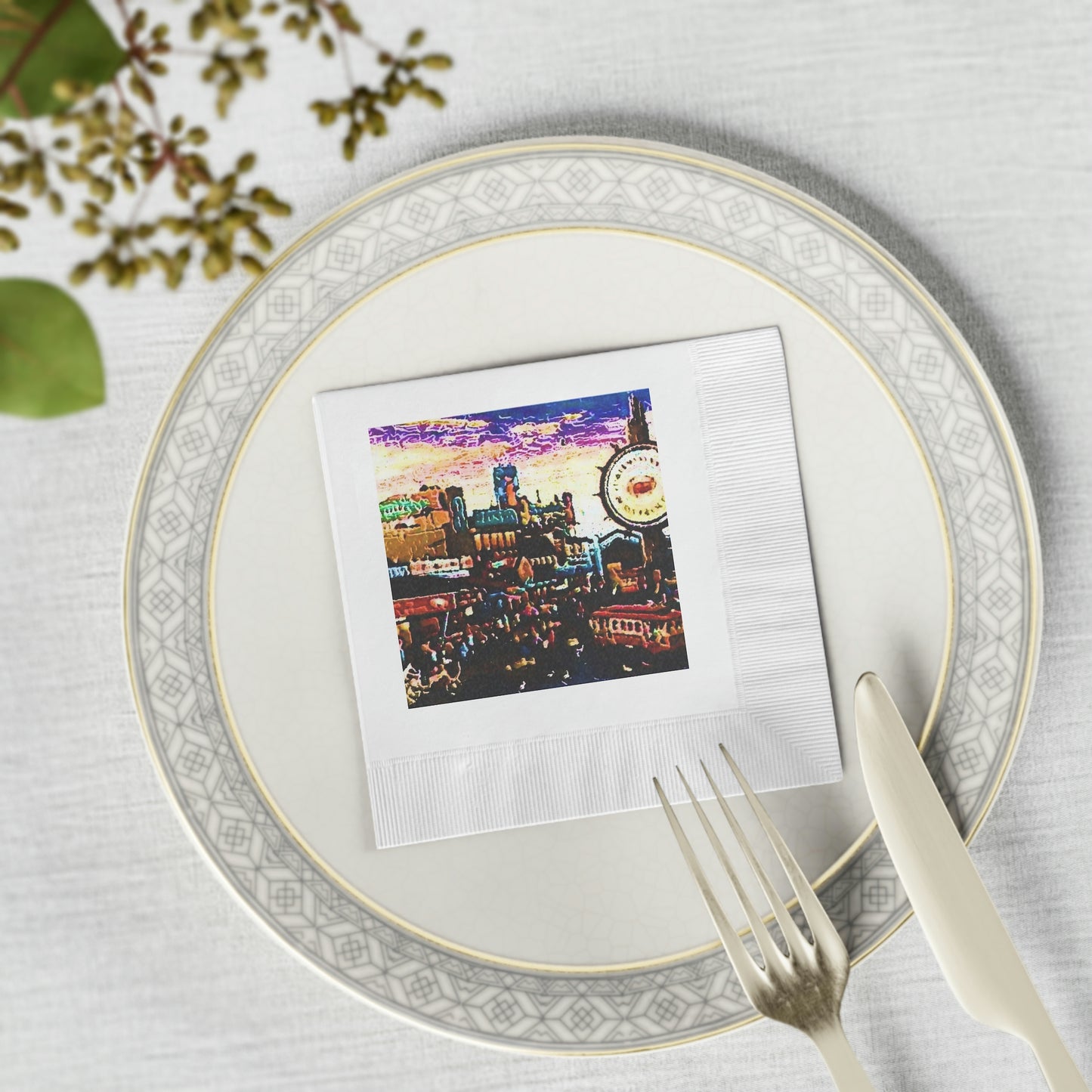 White Coined Napkins ...  "No.9 Fishermen's Grotto - Fishermen's Wharf, SF, California" ... Family Archives: 1970's ... Original Works ...
