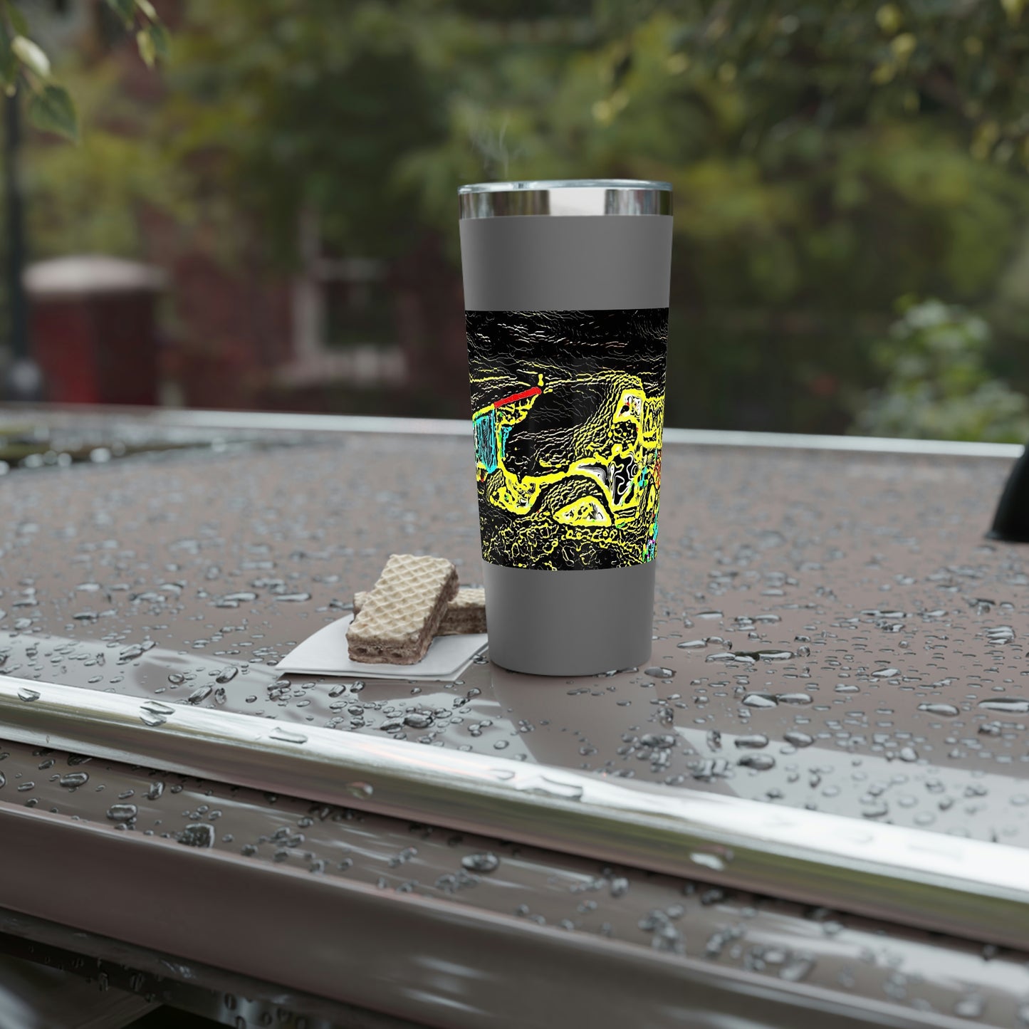 Copper Vacuum Insulated Tumbler, 22oz ... "Snow Vehicle In Snow Storm At-Rest" ... Circa 12Mar23 ... Central Idaho ... 18-Hours Rendering Time: Original Works ...