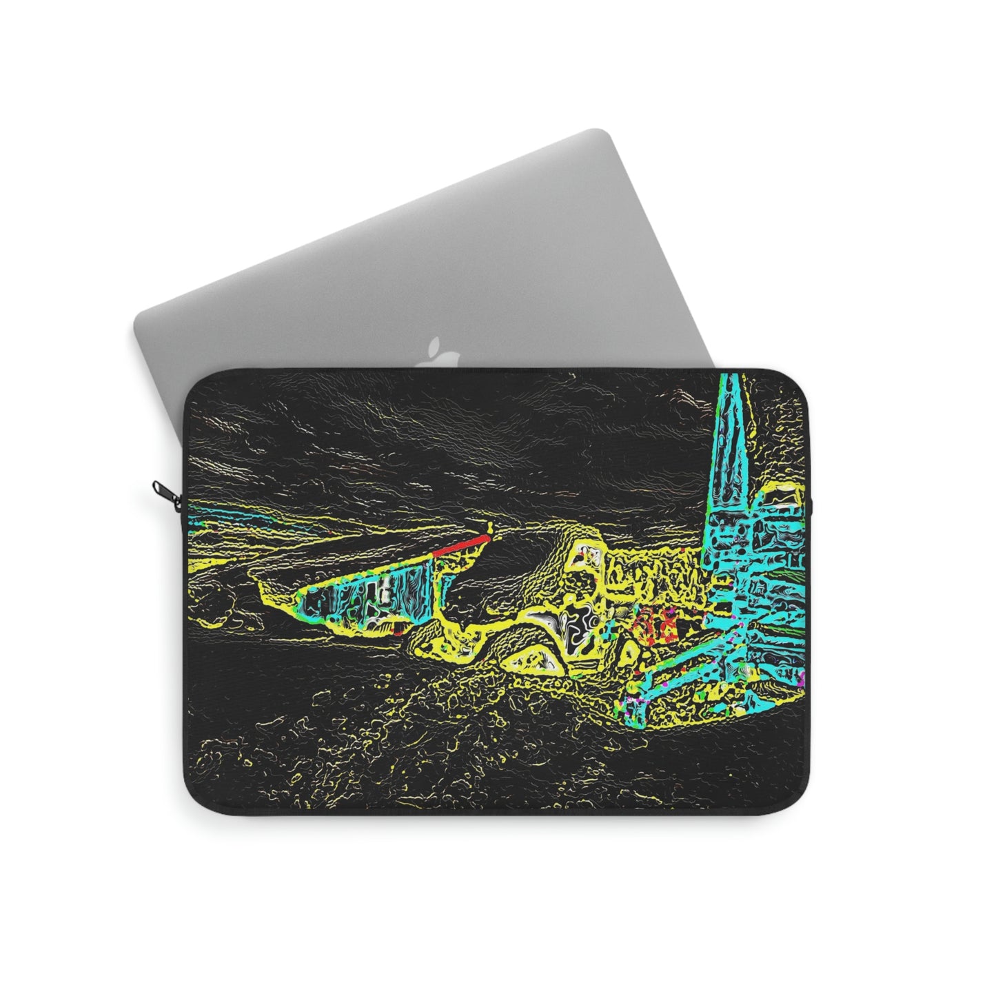 Laptop Sleeve ... "Snow Vehicle In Snow Storm At-Rest" ... Circa 12Mar23 ... Central Idaho ... 18-Hours Rendering Time: Original Works ...